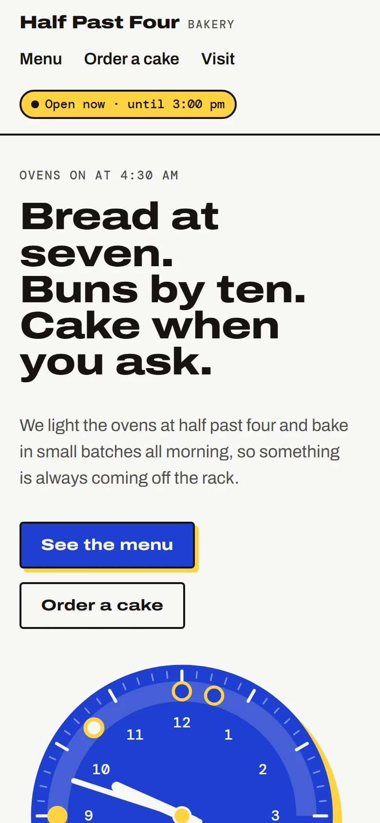 The same homepage at phone width.